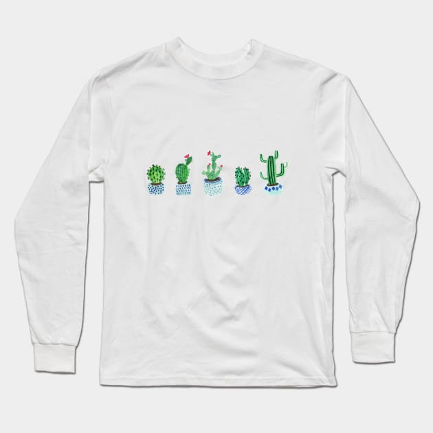 Cactus in watercolor Long Sleeve T-Shirt by Harpleydesign